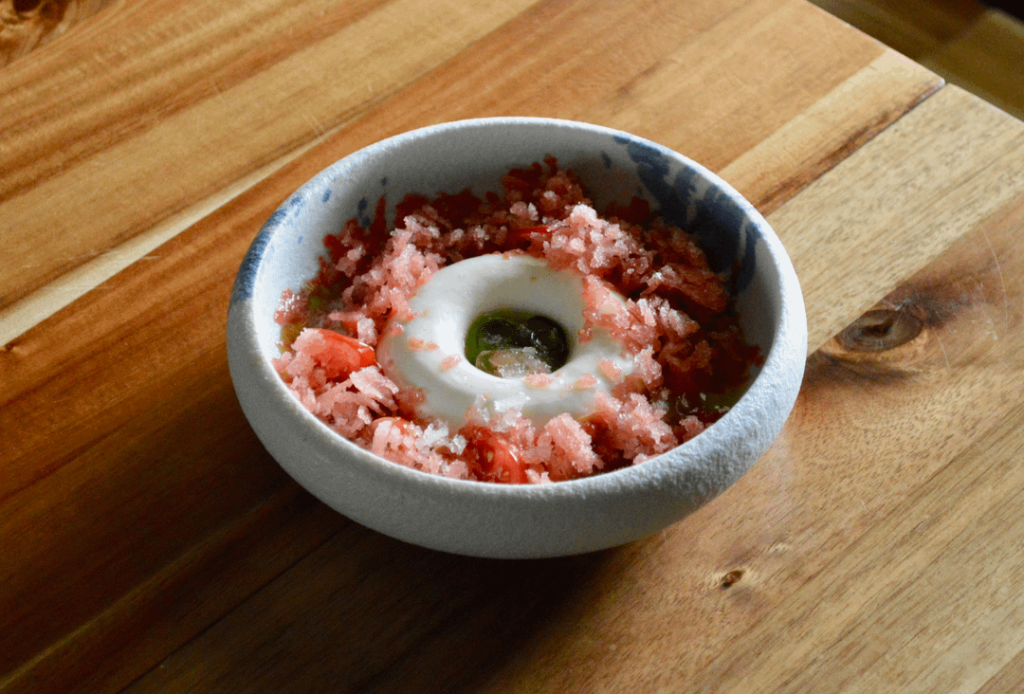 Burrata, Tomato, Cucumber, Ginger