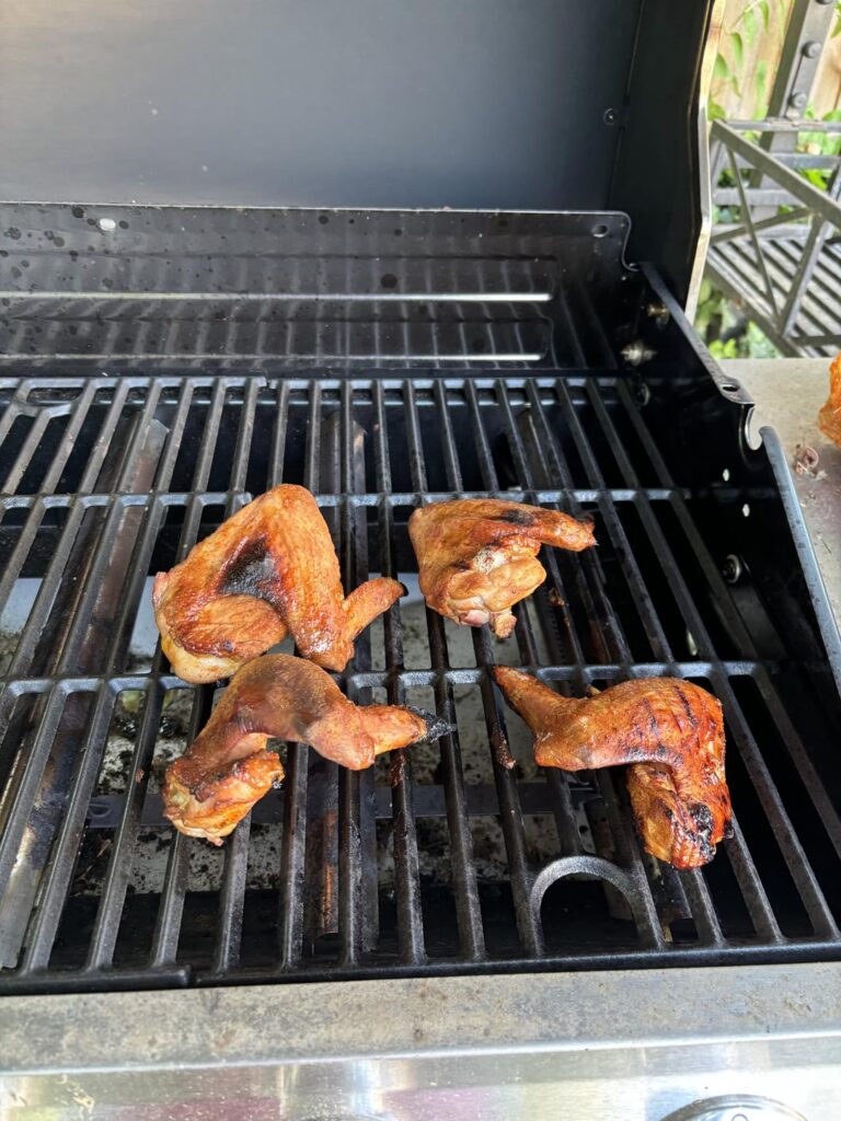 Smoked wings on gas grill