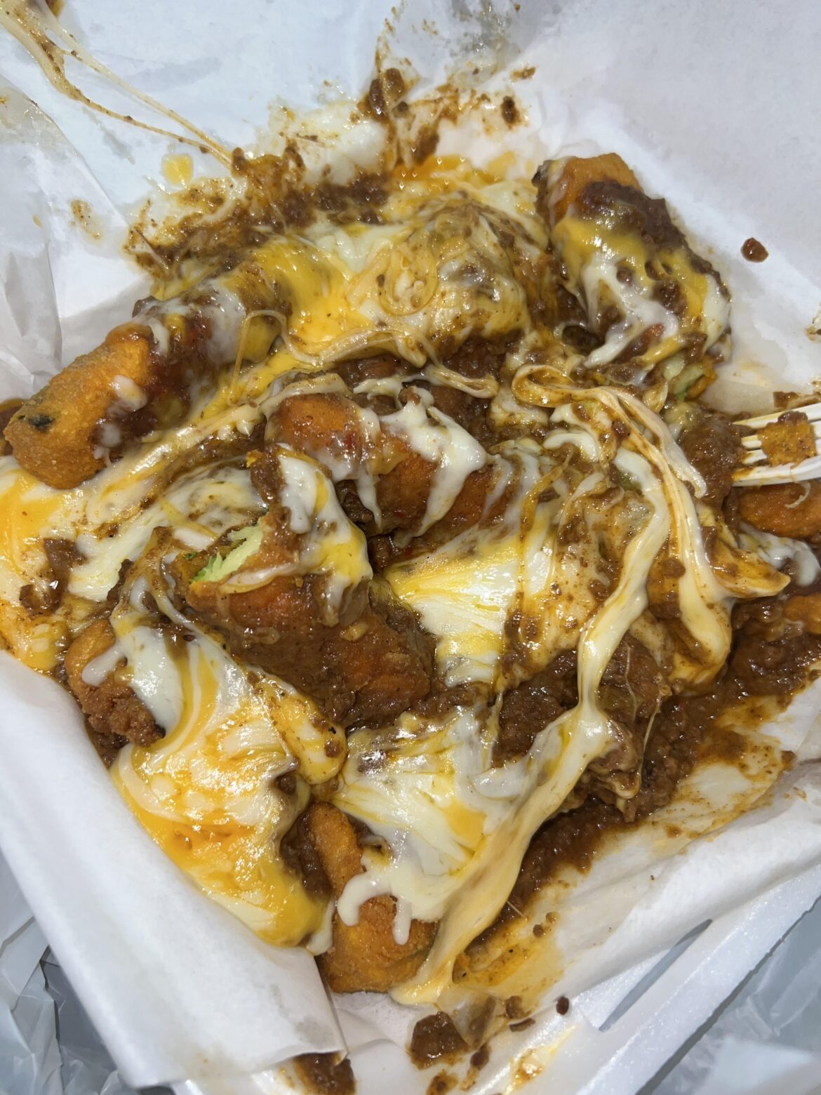 Custom ordered chili cheese zucchini sticks from Pharo's Burgers [$$]