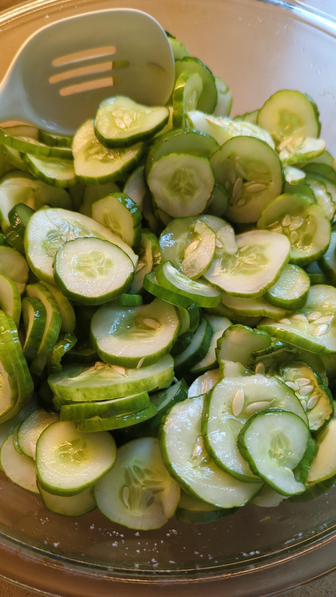 Cucumber slices left in salt too long