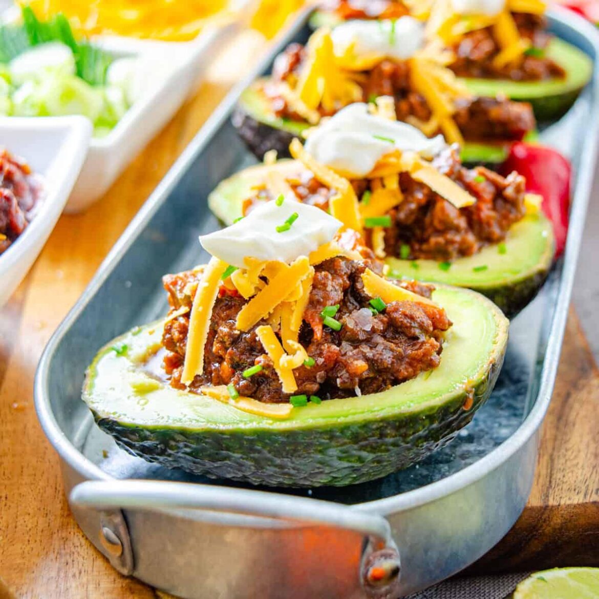 Easy Chili Cheese Stuffed Avocados