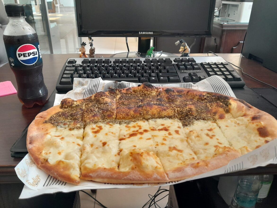 A cheese and thyme pie, one of the best breakfasts u can have in Lebanon.