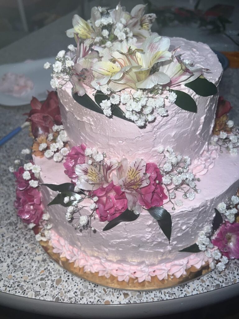 First 2-tiered cake