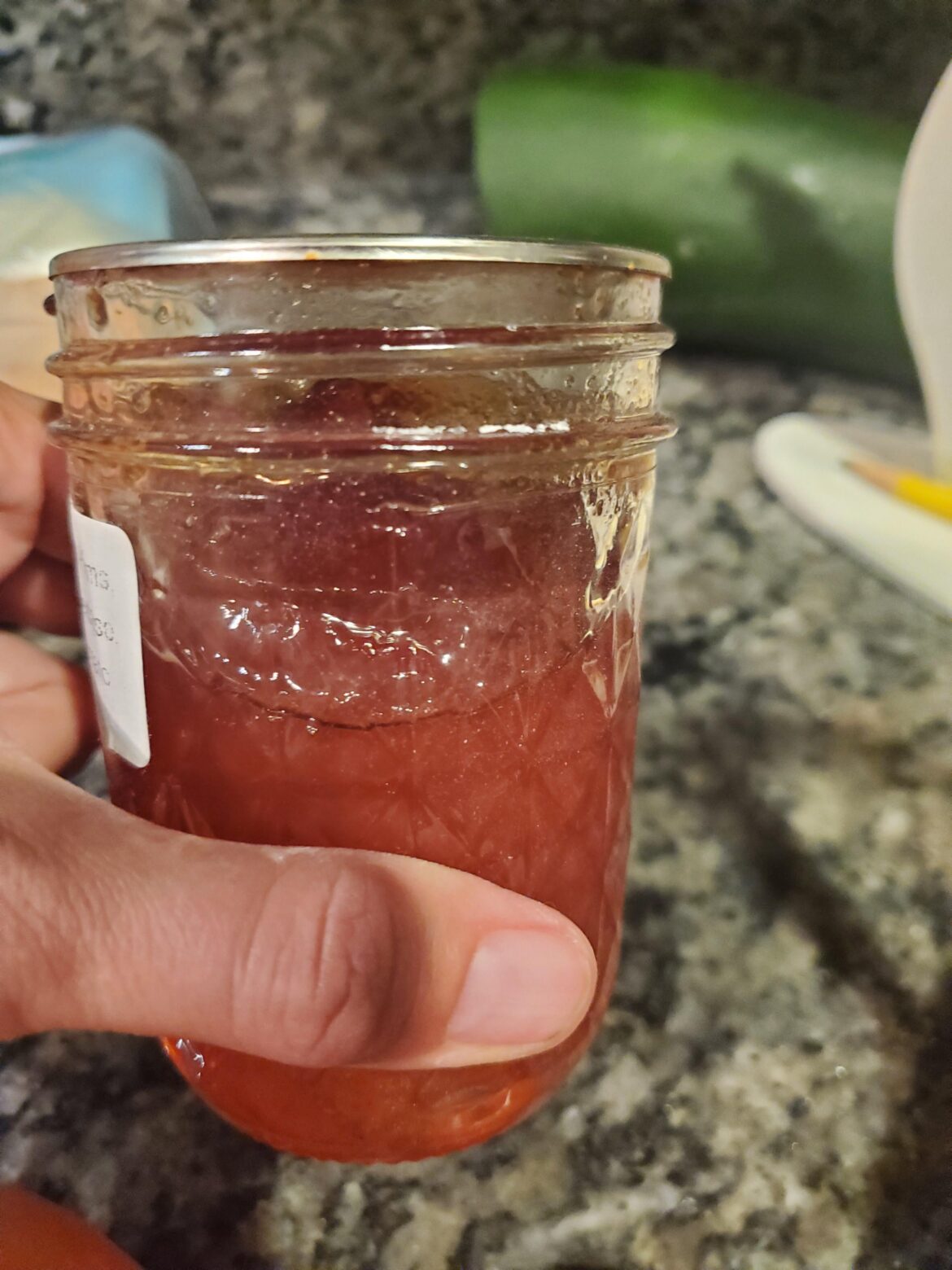 Jelly that was stored sideways … Jelly that was stored sideways ...