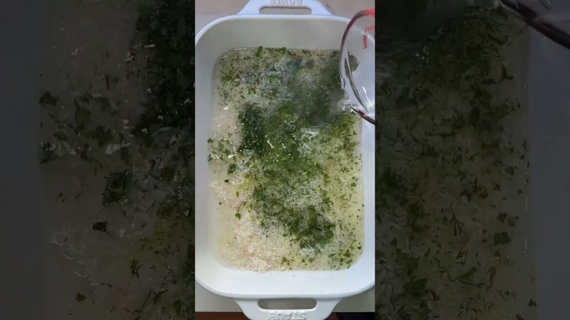 30 Minute Oven Baked Salmon with Herbed Rice