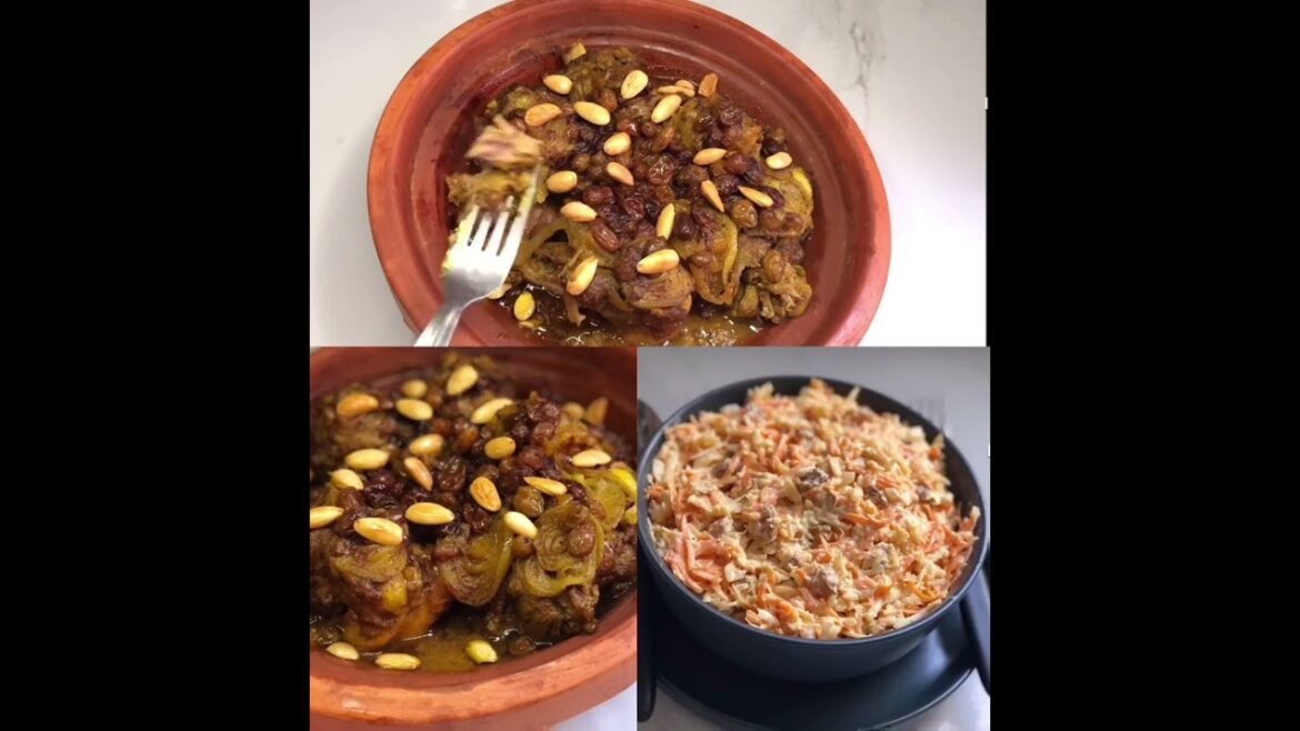 #shorts #        طاجين اللحم بالبصلة والزبيب كيجي فتي زبذة مذاق خطير،سلطة صحية