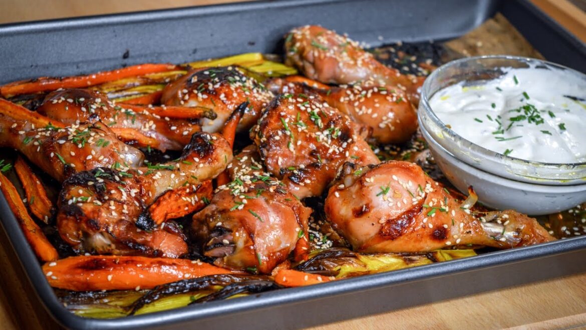 Sticky Ginger and Honey Glazed Chicken Drumsticks