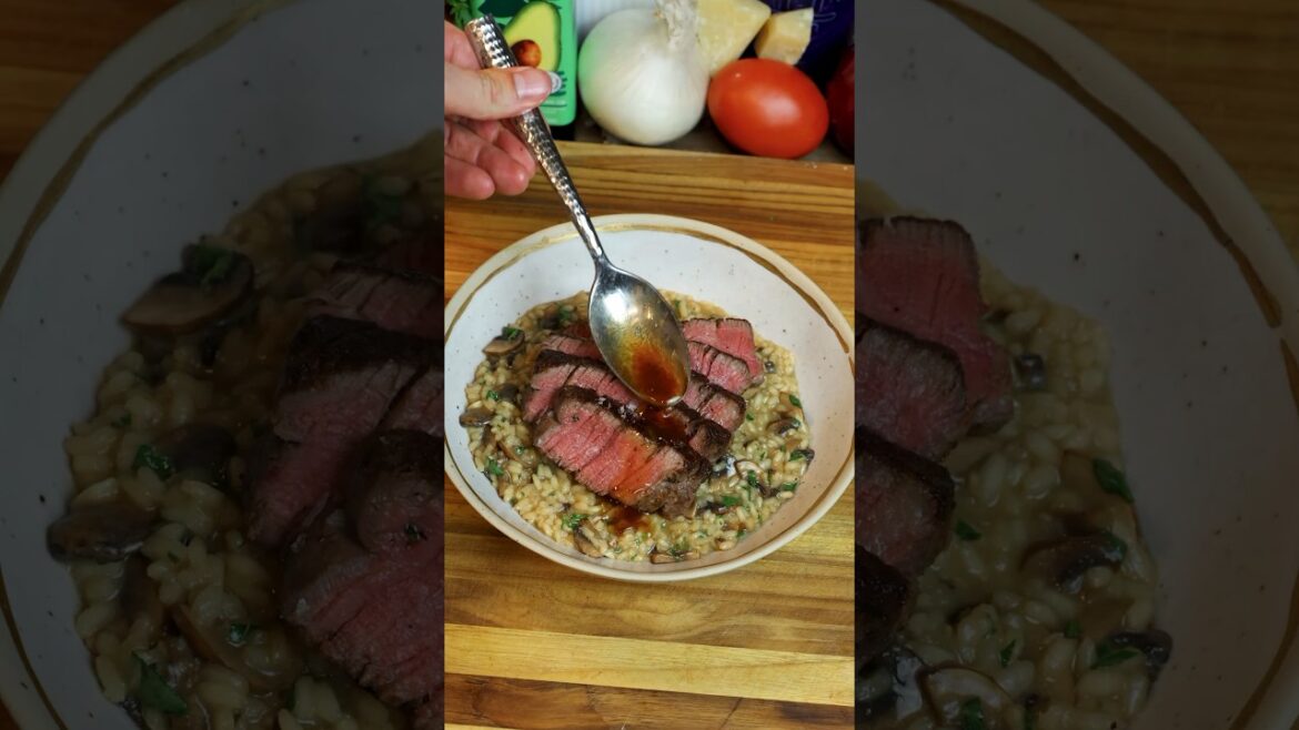 Sous vide filet mignon with mushroom risotto #cooking