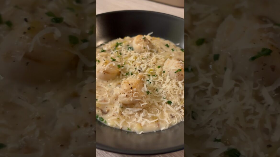 Scallop risotto with mushrooms oignons and leak #cooking #recipe #food #easyrecipe