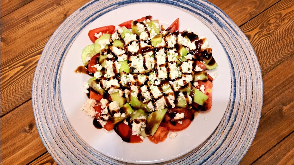 Salad With Tomatoes ,cucumber ,Feta and Thick Balsamic Vinegar