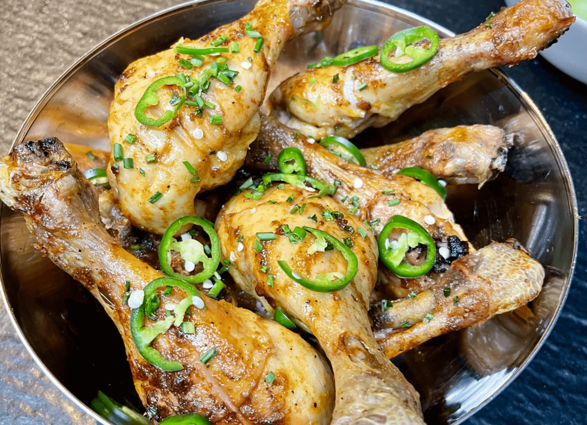 Spiced butter lacquered chicken
