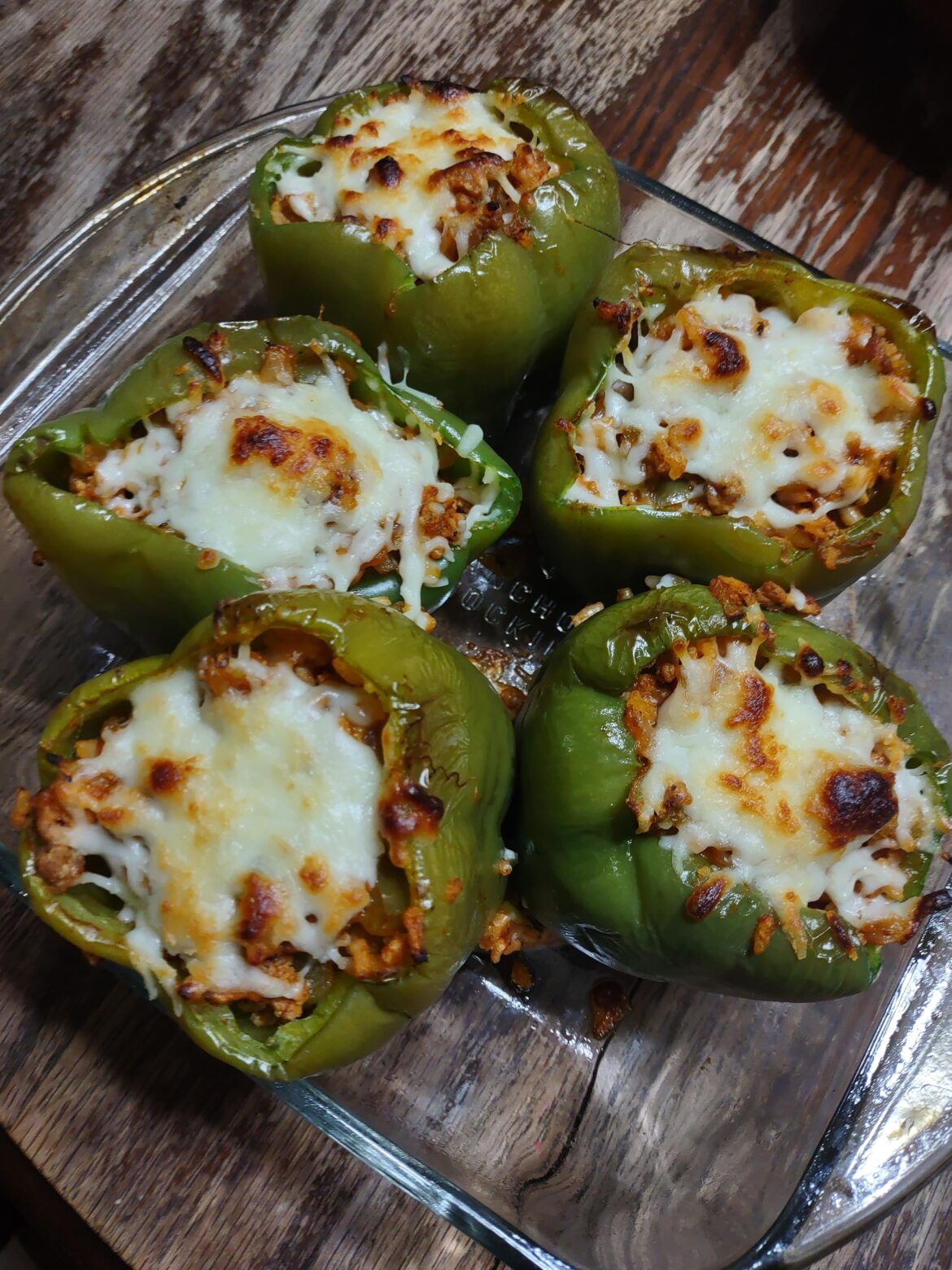 Stuffed bell peppers! 350 cals and 25g protein per pepper/serving.