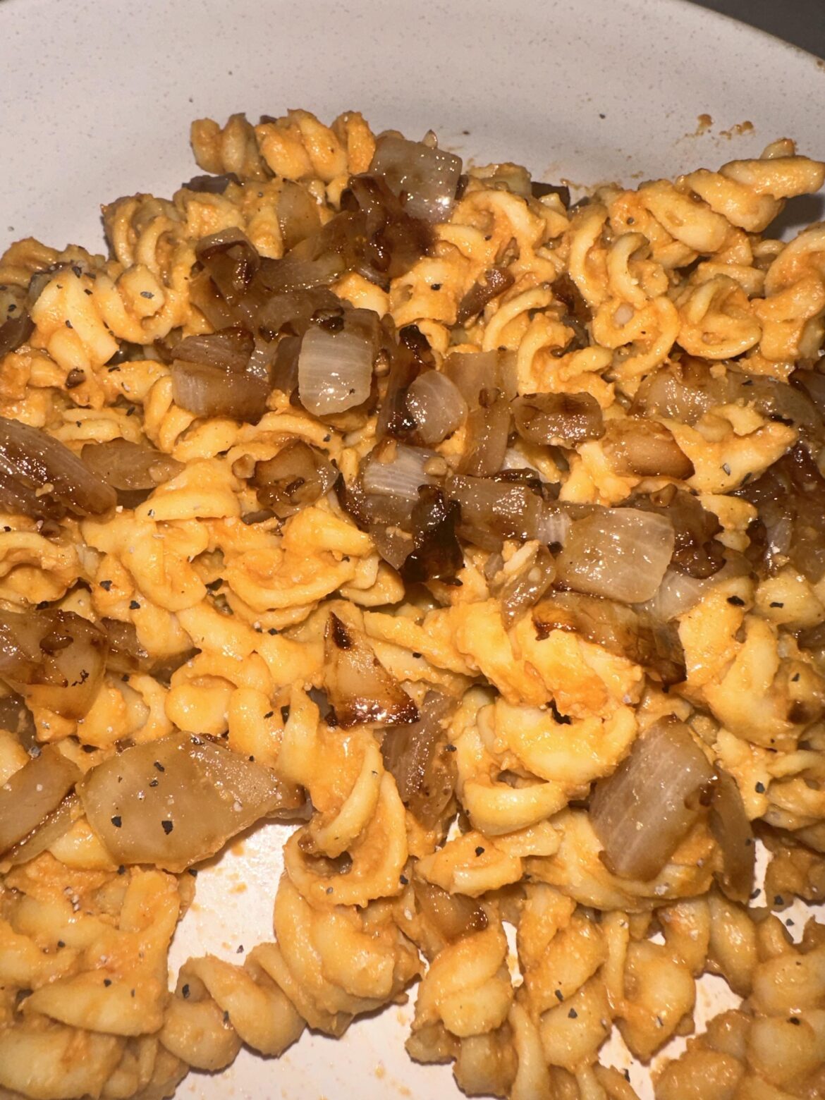 I put grilled onions in my pasta!!