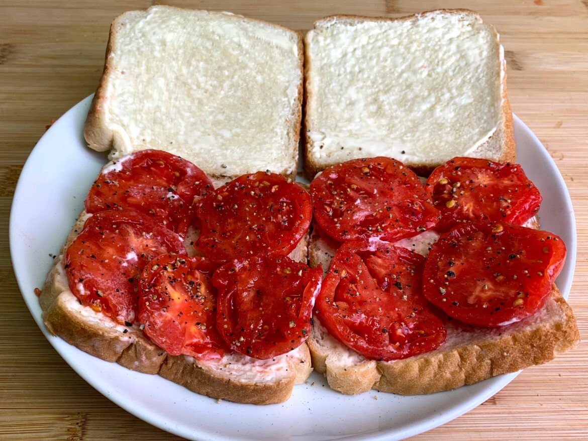 Tomato Sandwiches - first of the year, ripened on the vine