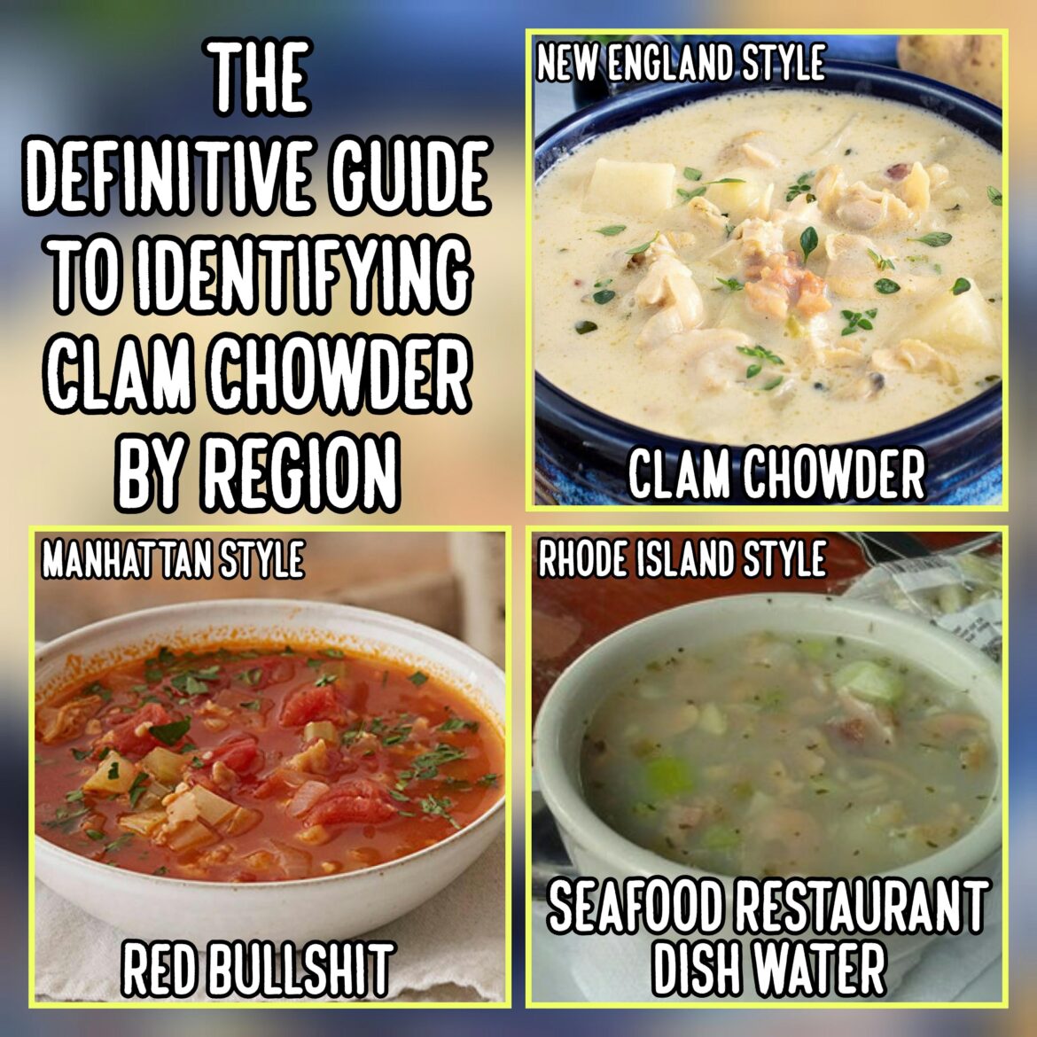 Handy guide to identifying different types of clam chowder