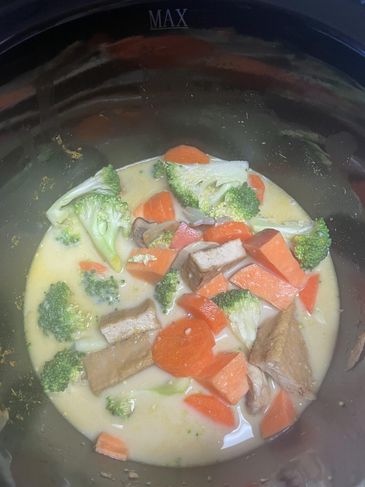 Making some vegetable curry in the slow cooker!