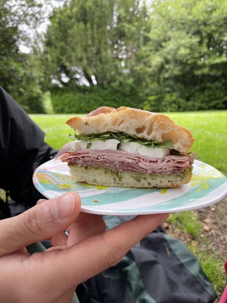 Sandwiches I made for a picnic, with homemade focaccia