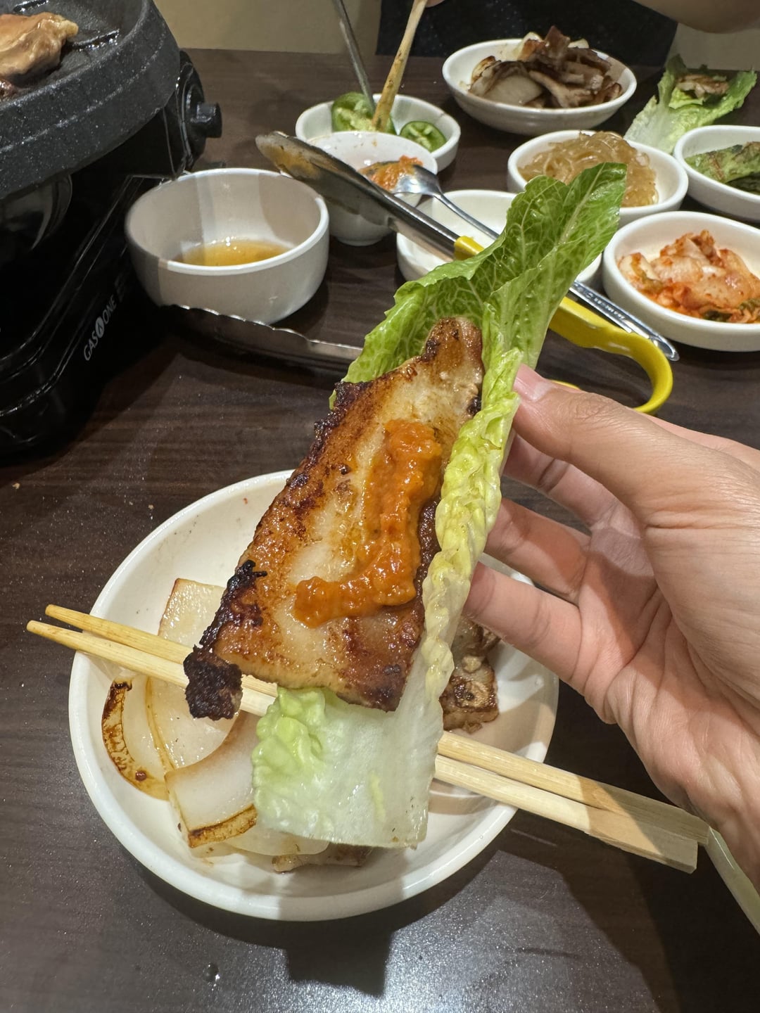 Korean BBQ pork galbi & pork belly & seafood tofu soup at Jeon Ju Hyang