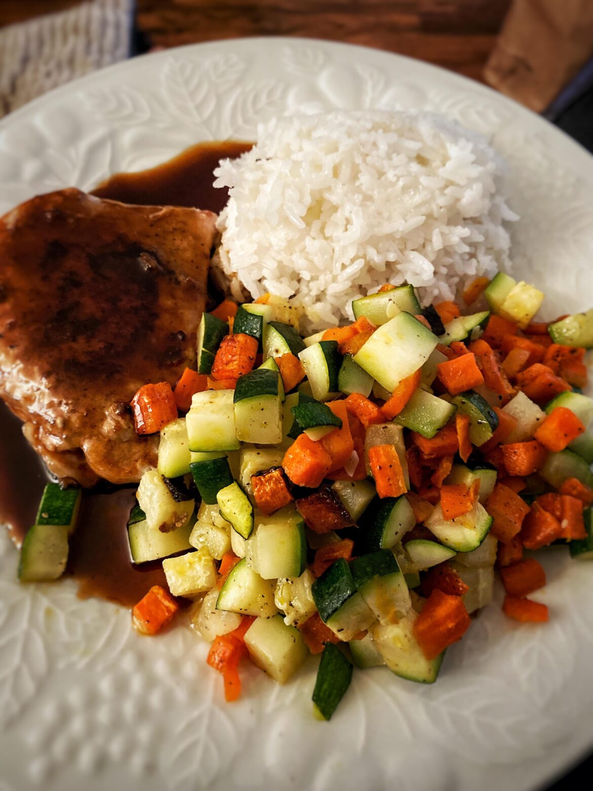 Peach hot honey pork chops