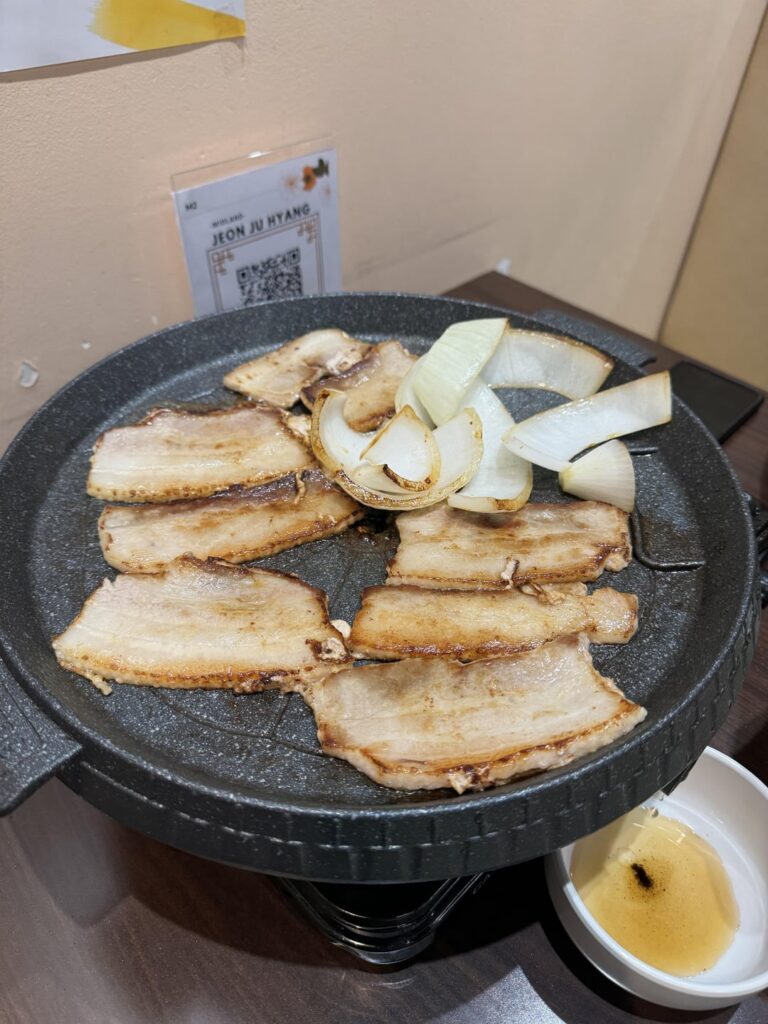 Korean BBQ pork galbi & pork belly & seafood tofu soup at Jeon Ju Hyang in Toronto