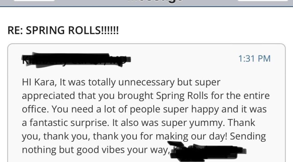 Thank you for the spring rolls help Thank you for the spring rolls help