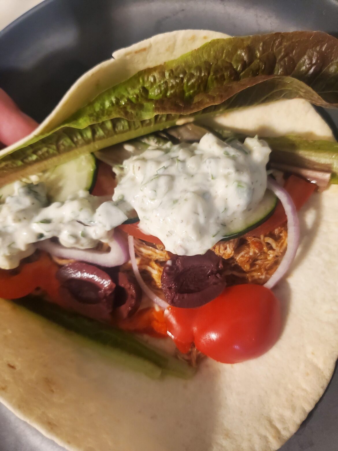 (I made) a mediterraneanish wrap (I made) a mediterraneanish wrap