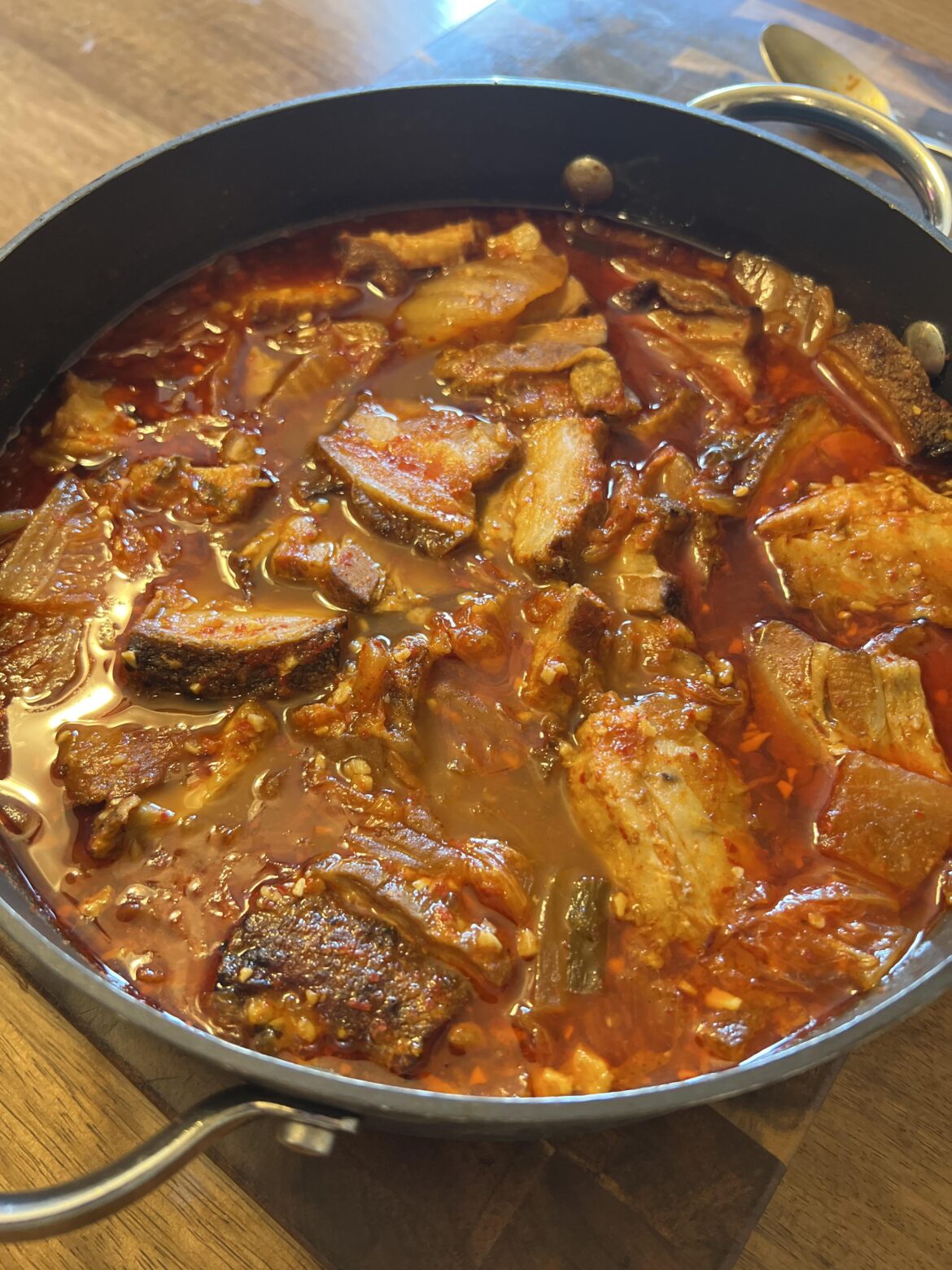 left over samgyupsal kimchi jjigae