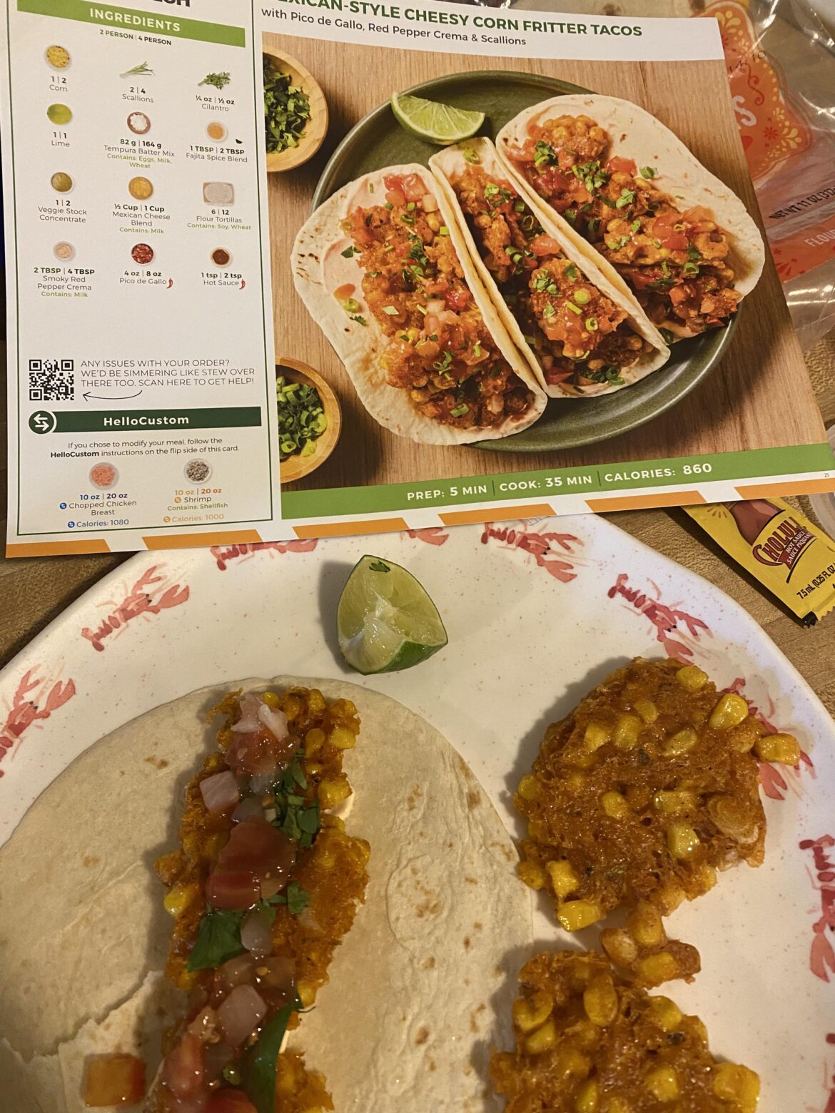 Mexican Cheesy Corn Fritter Tacos