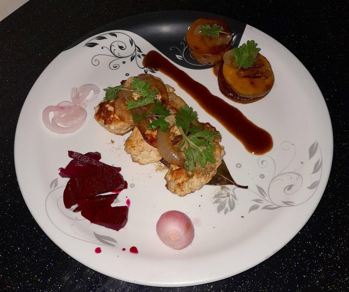 Himalaya Doaba Chicken Kebab, Roasted Potato, Pickled Beets+Onions