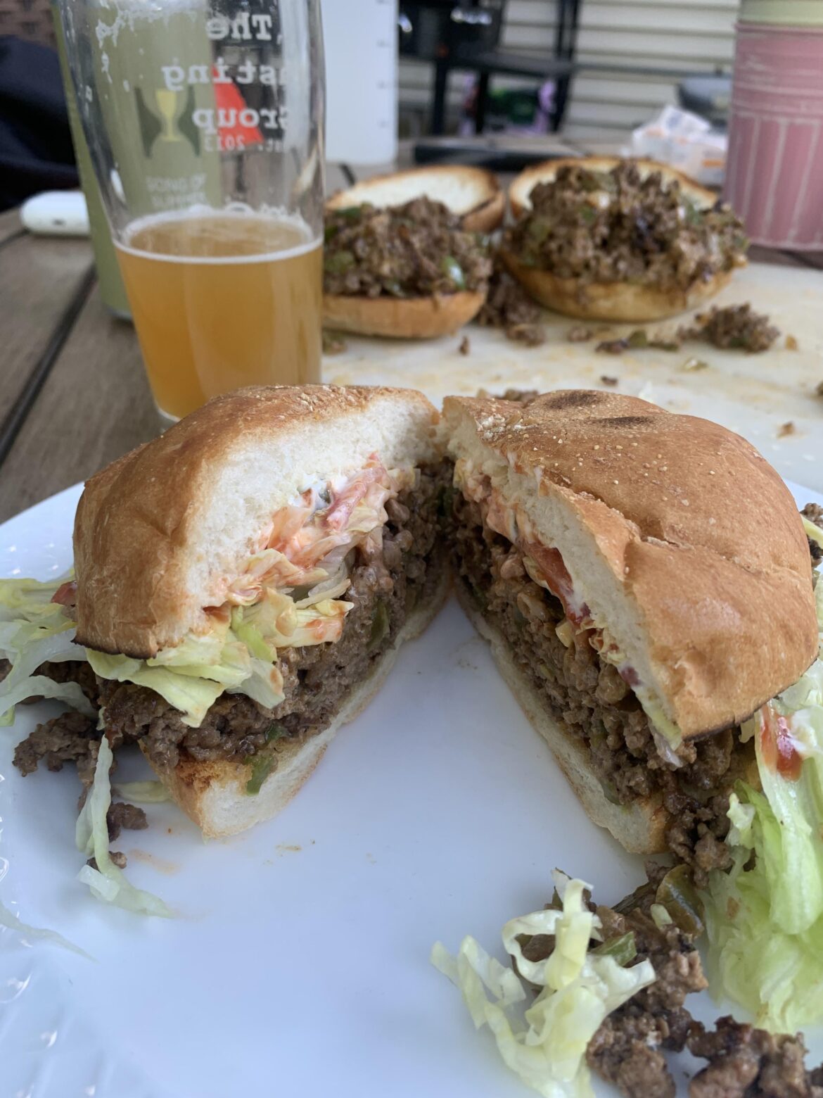 Homemade chop cheese sandwiches tonight