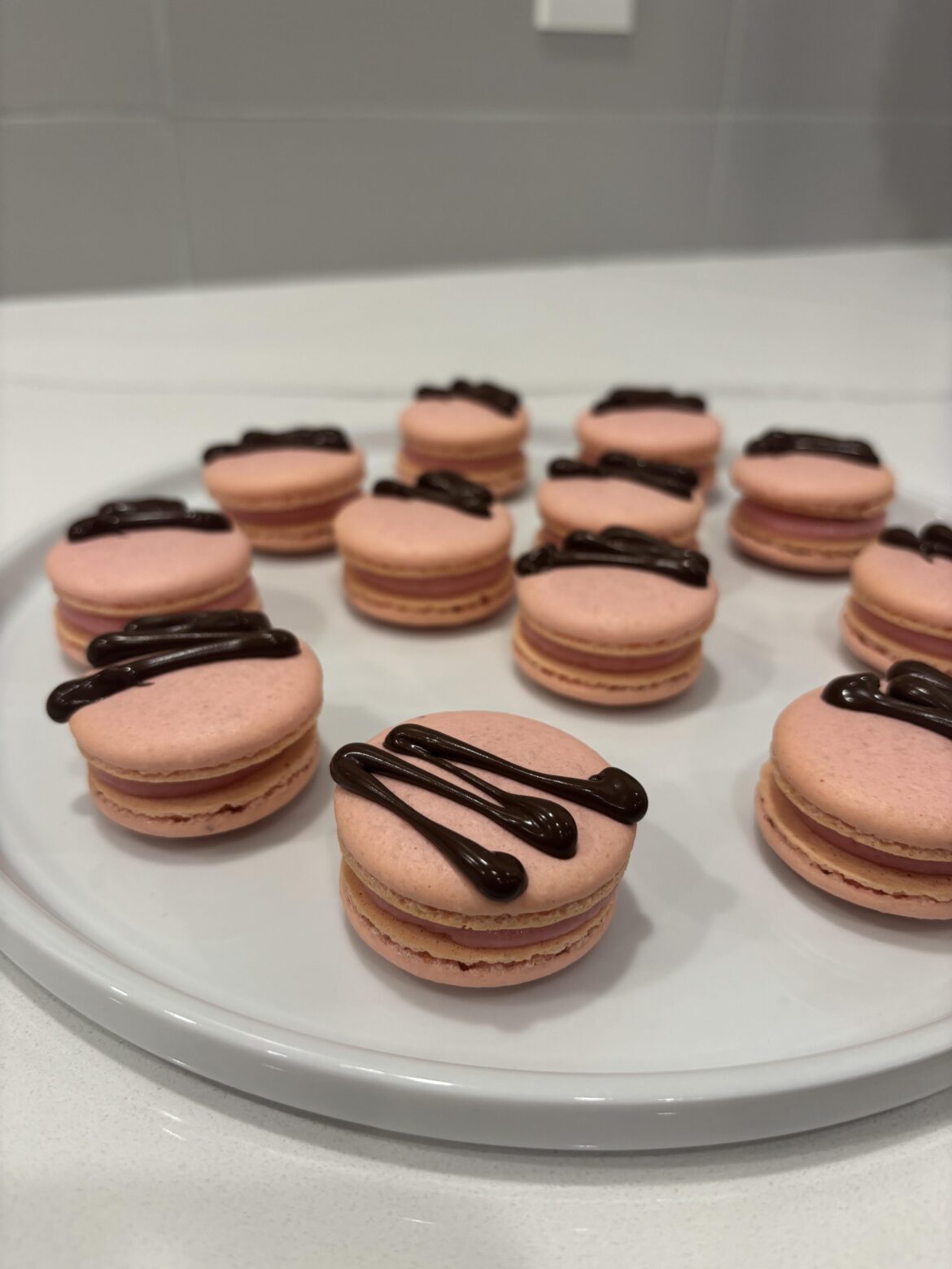 Chocolate raspberry macarons!