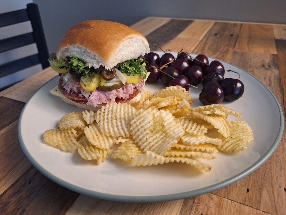 Italian sandwich on a hard roll.