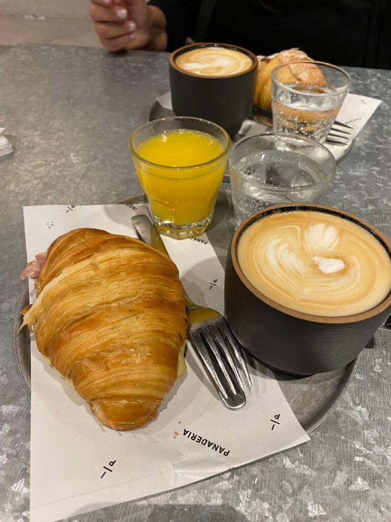 Coffee with crossaint. A traditional breakfast.