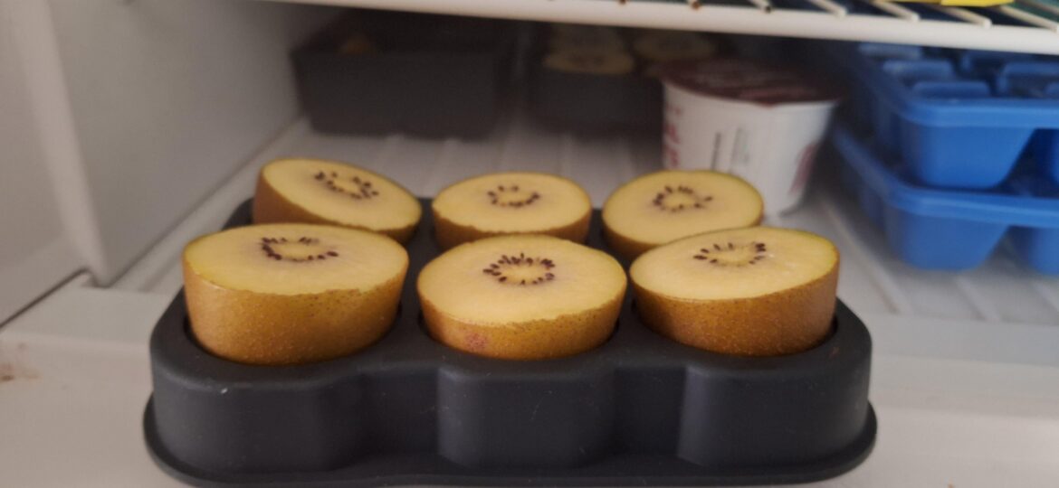 Not eating these kiwifruits quick enough, had to freeze them before they go bad.