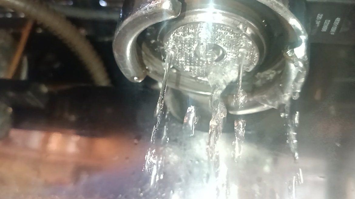 Water leak from side but maintenance guy said it won't affect the coffee. Is it okay?