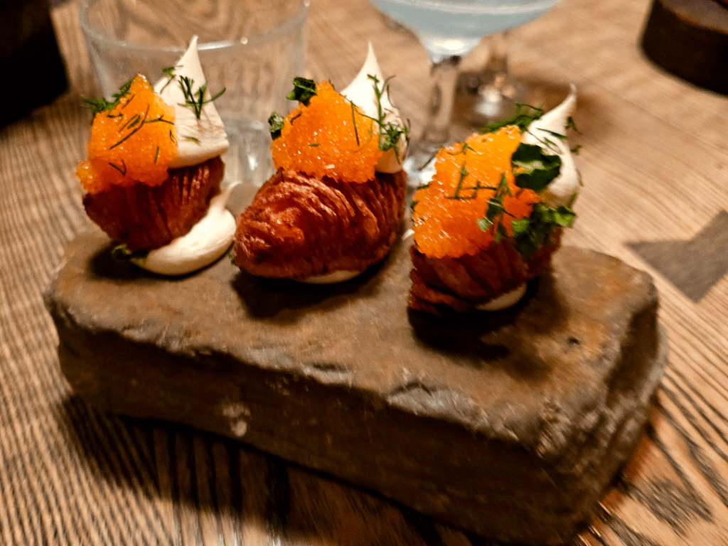 Hasselback (Potatoes) riding bareback on a stone