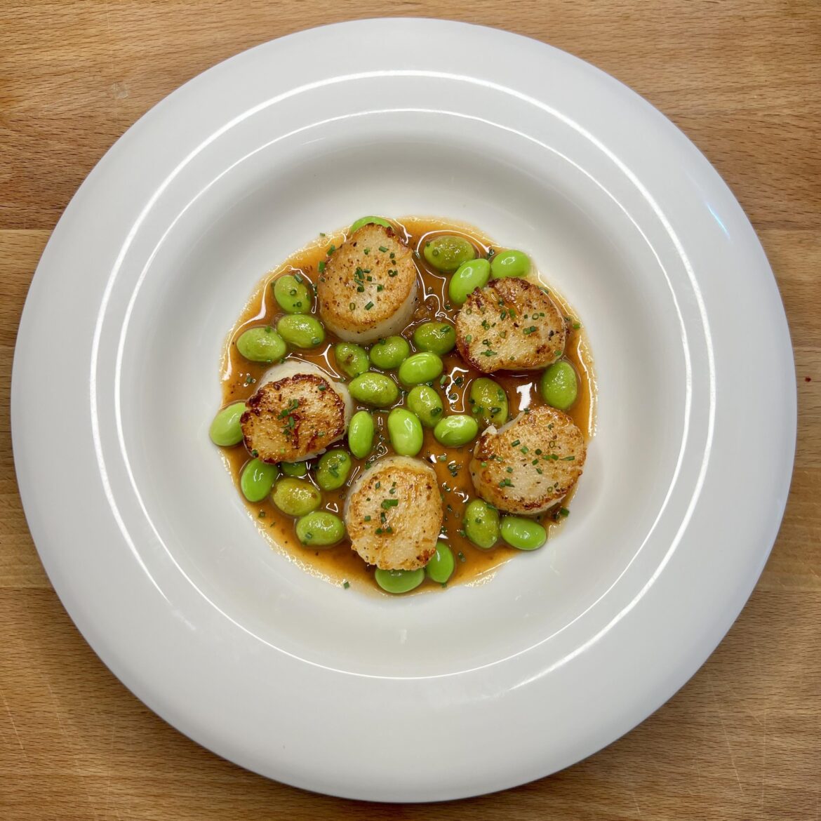 Hokkaido Scallop, Edamame, Ponzu Buckwheat Butter Sauce