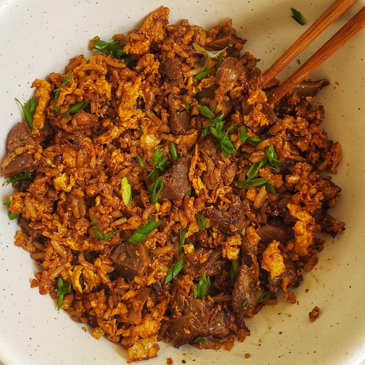 Fried rice with red scorpion oil