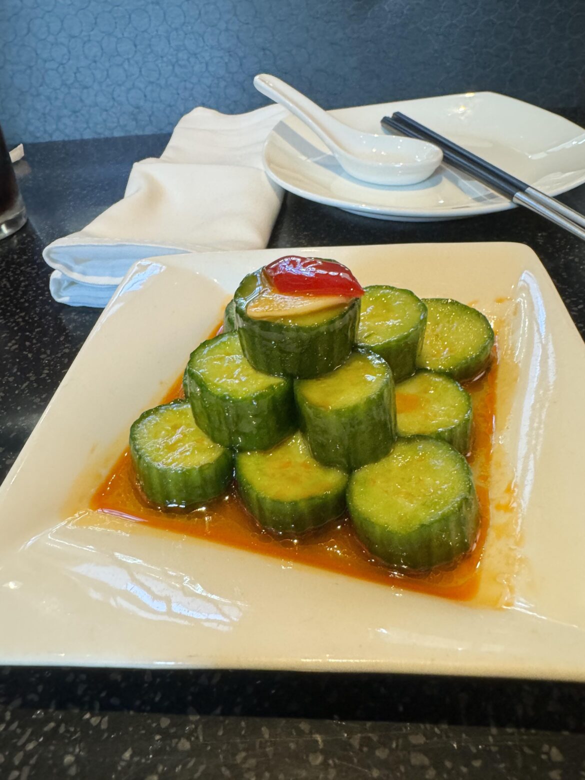 I always have to get the cucumber tower at Din Tai Fung 🥰