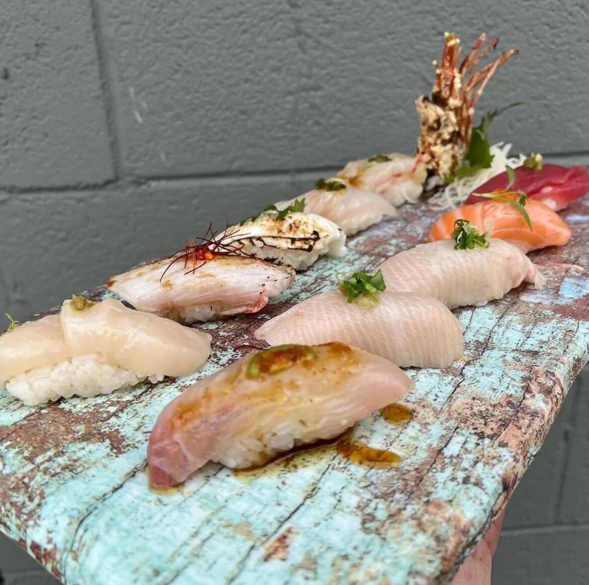 Raw fish on old Wood