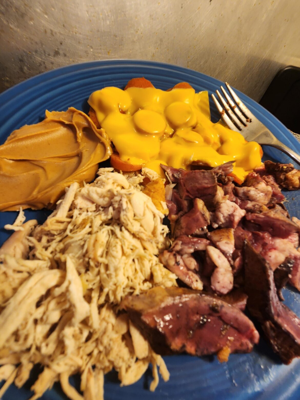 Rustic lamb heart dinner (side of PB as a treat)