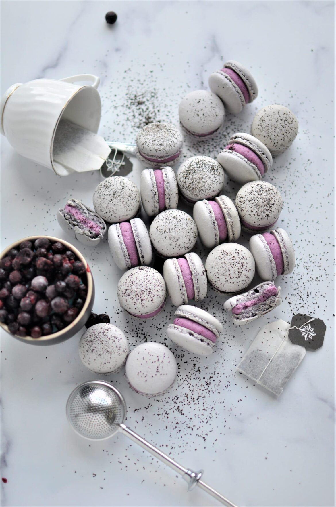 My Earl Grey Black Currant Macarons