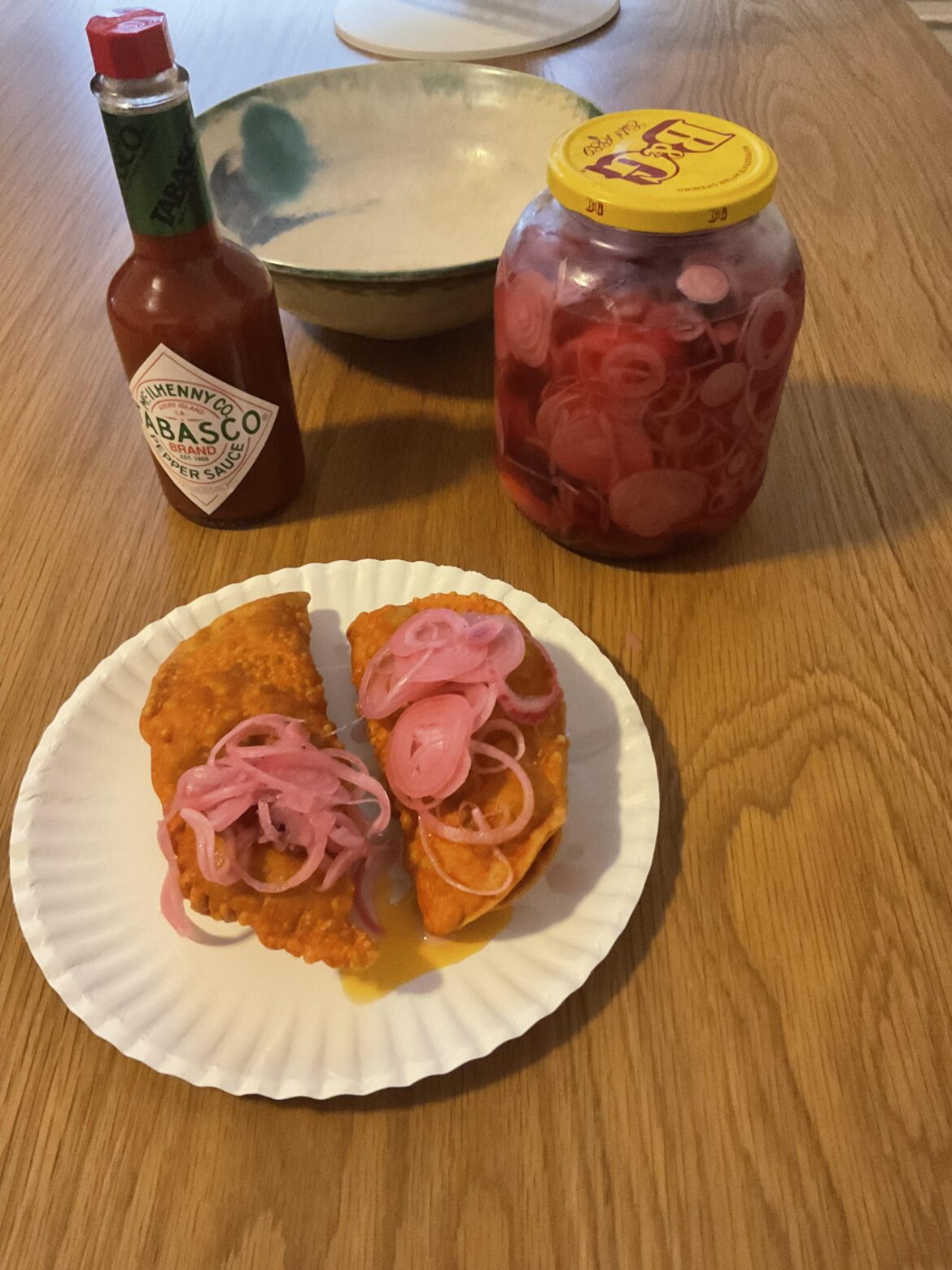 Empanadas with red onions.