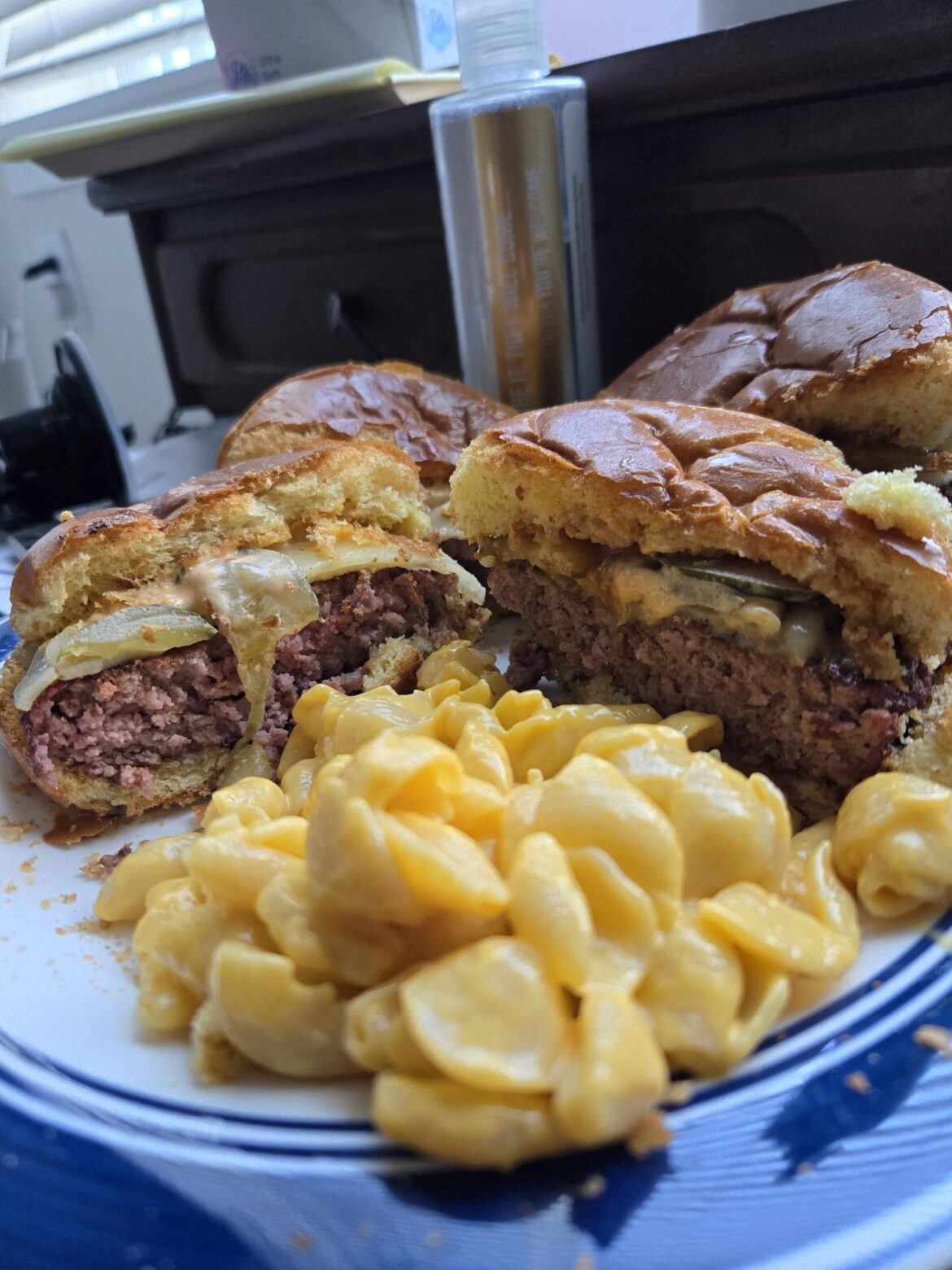 2 half pound burgers.