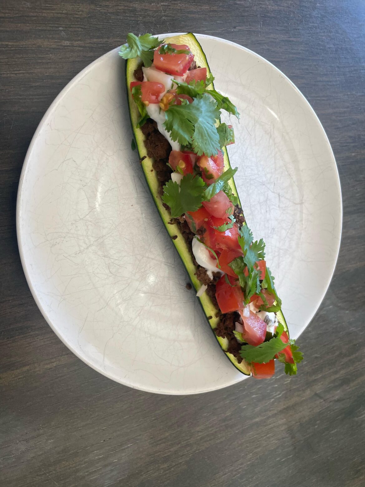 100 Cal Zucchini Taco Boat