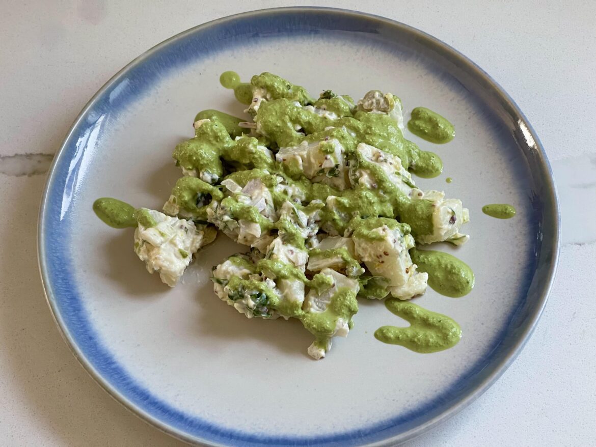 Kenji’s potato salad (underdressed) + aji verde