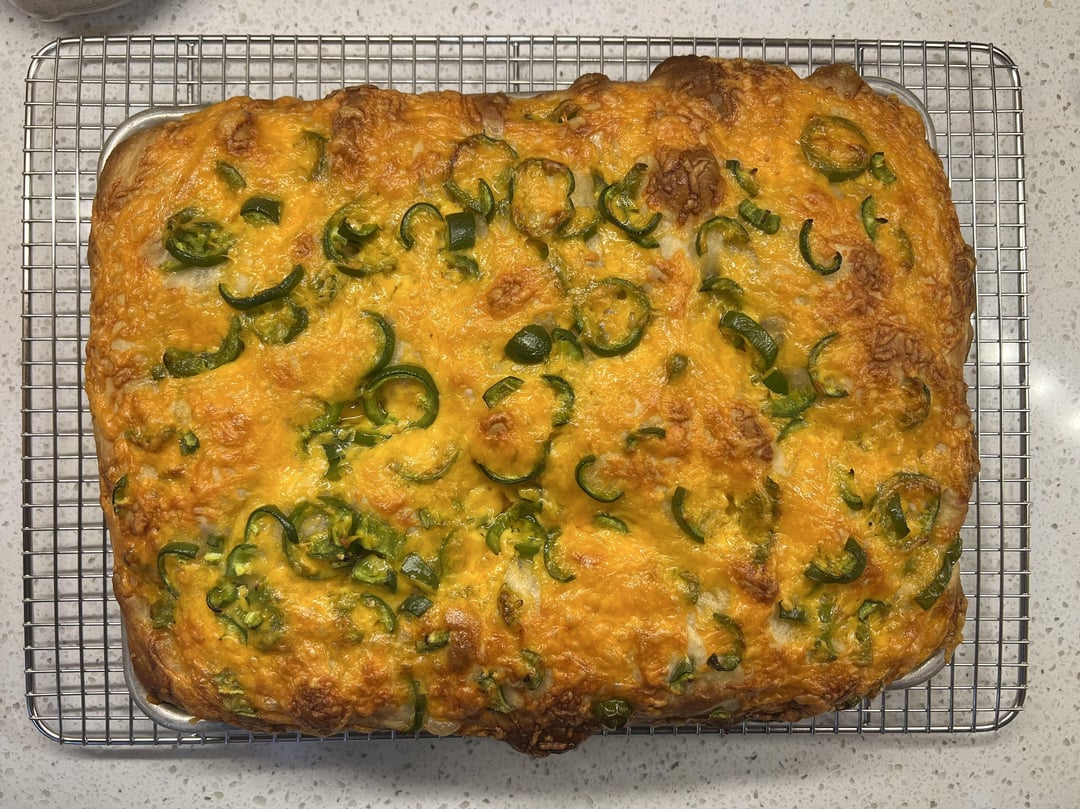 Jalapeño Cheddar Focaccia Dining and Cooking