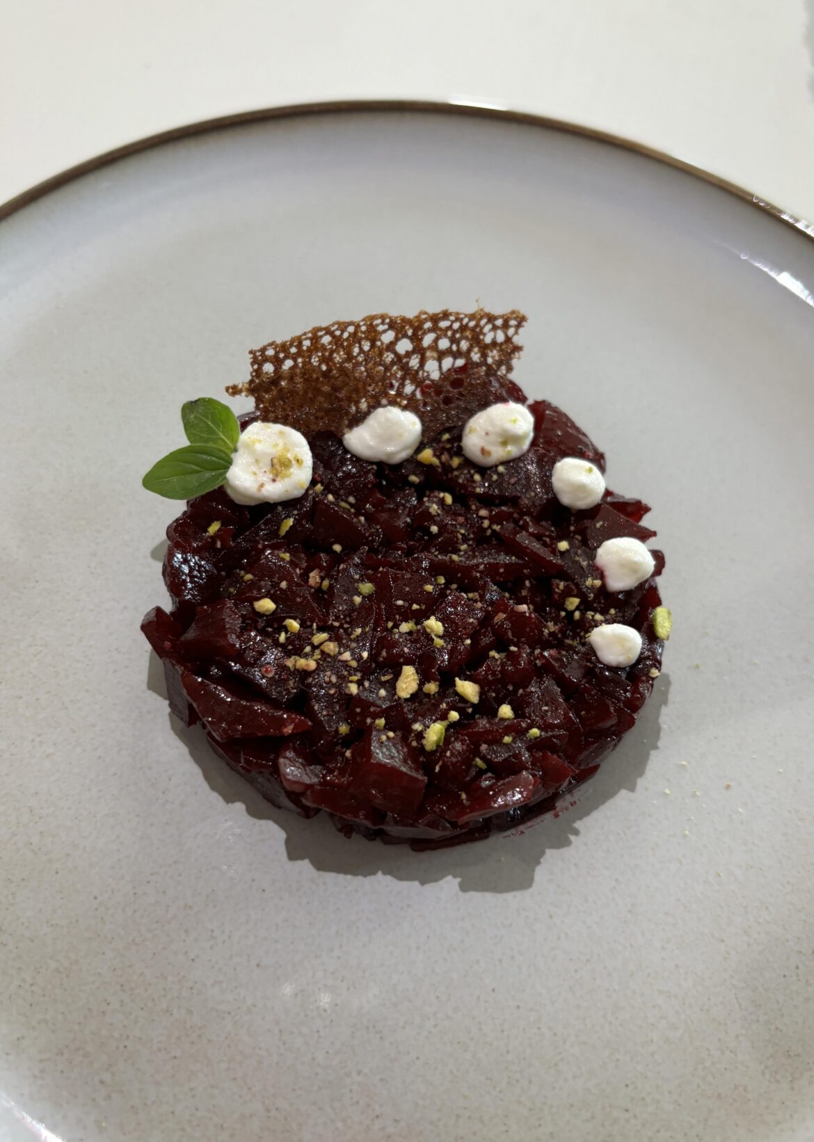 best tartare, ricotta, balsamic tuille