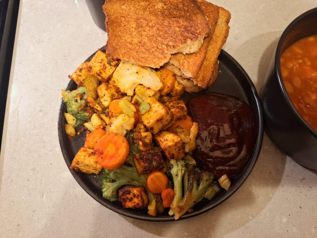 Dinner! Baked tofu w veggies Dinner! Baked tofu w veggies