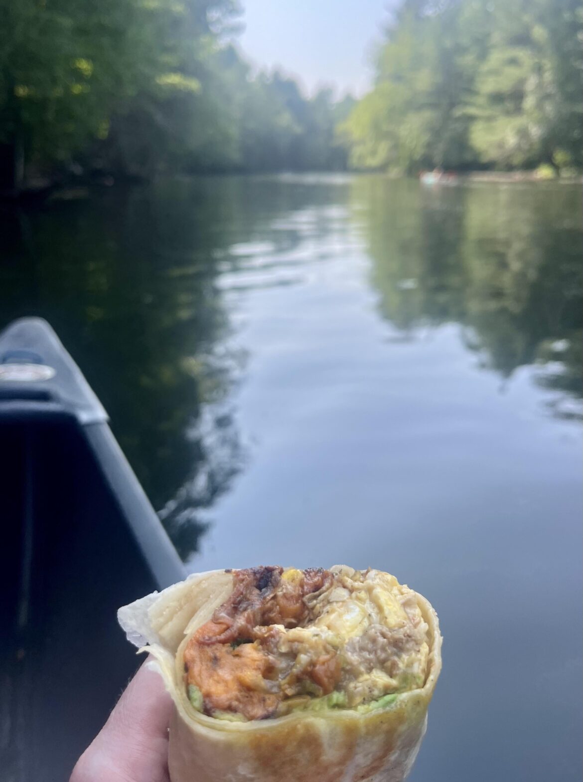 Breakfast burrito on the river.